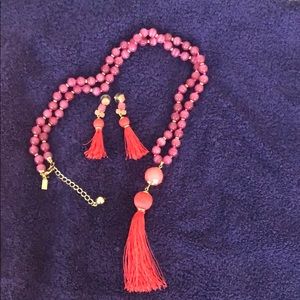 Kate Spade beaded tassel necklace and earrings set